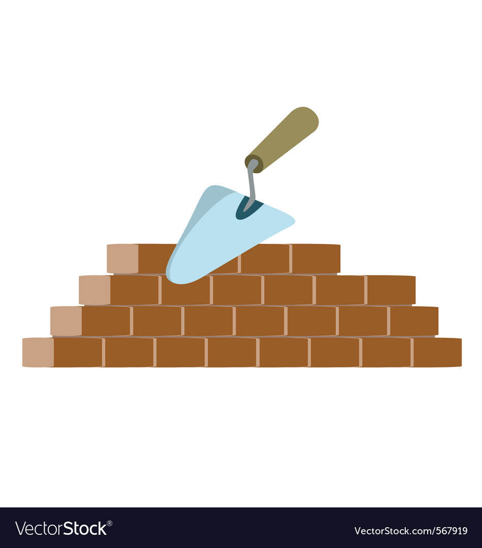Bricks and trowel Royalty Free Vector Image VectorStock