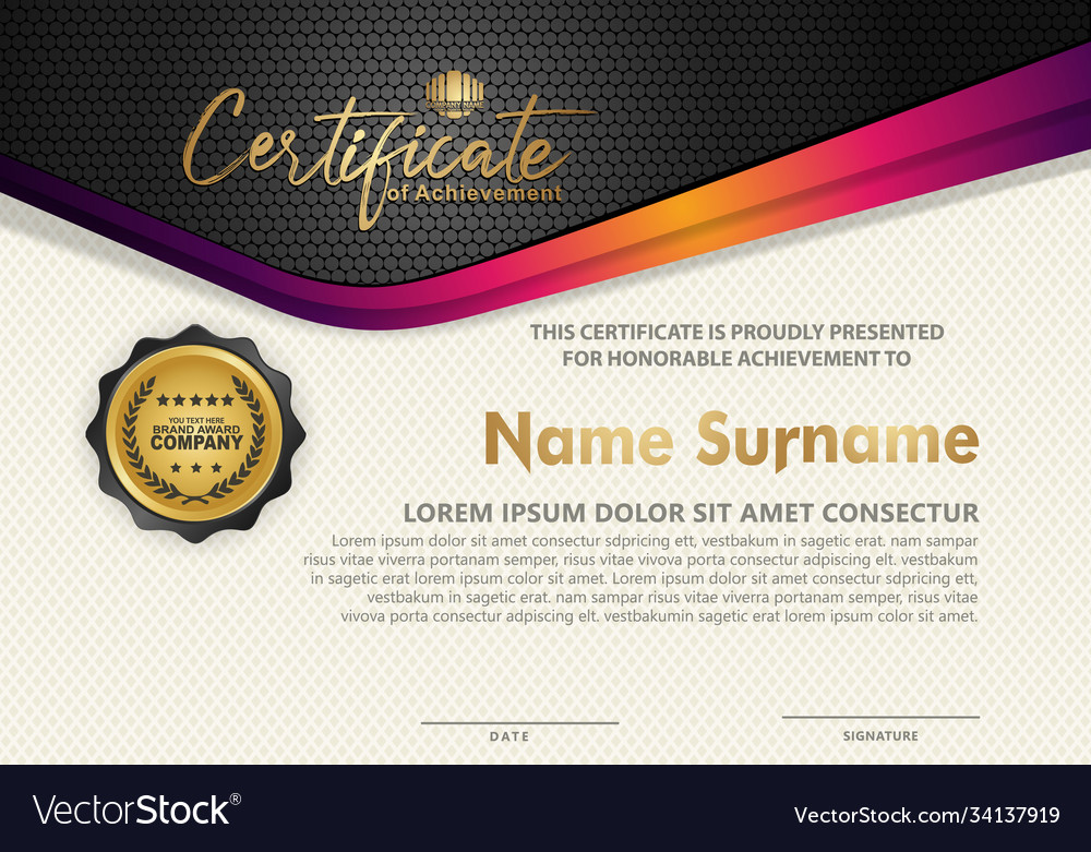 Certificate template with textured background Vector Image