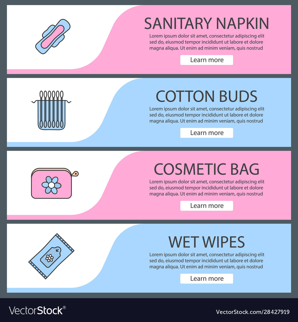 Cosmetics accessories web banner templates set