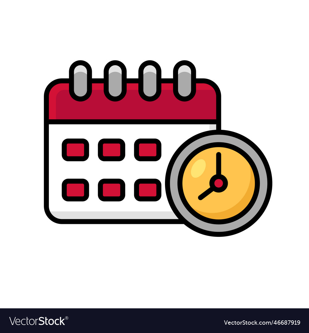 Date and time icon in colorful style Royalty Free Vector