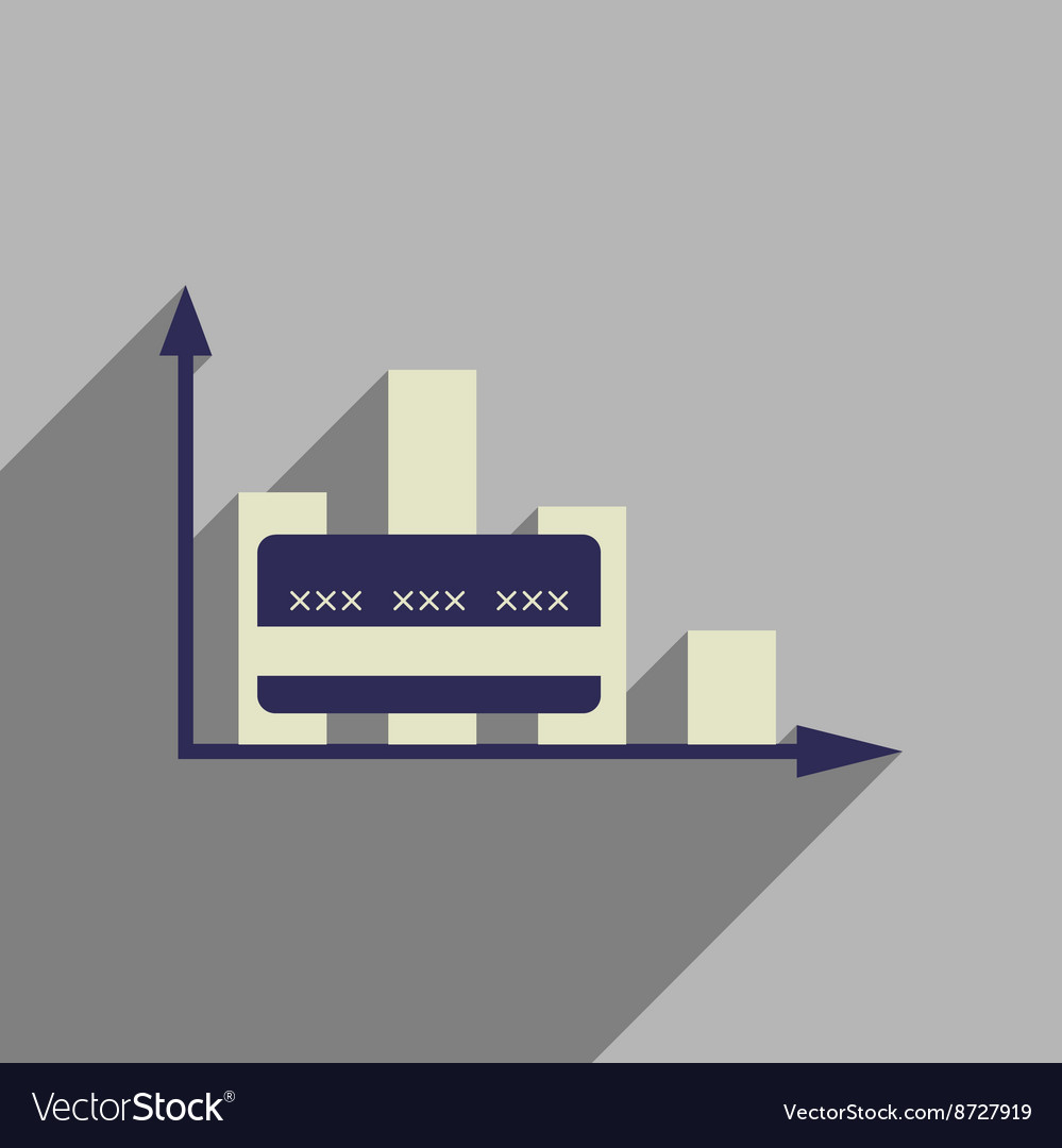 Flat web icon with long shadow graph