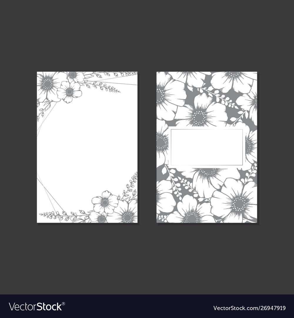 Hand drawn floral wedding card template