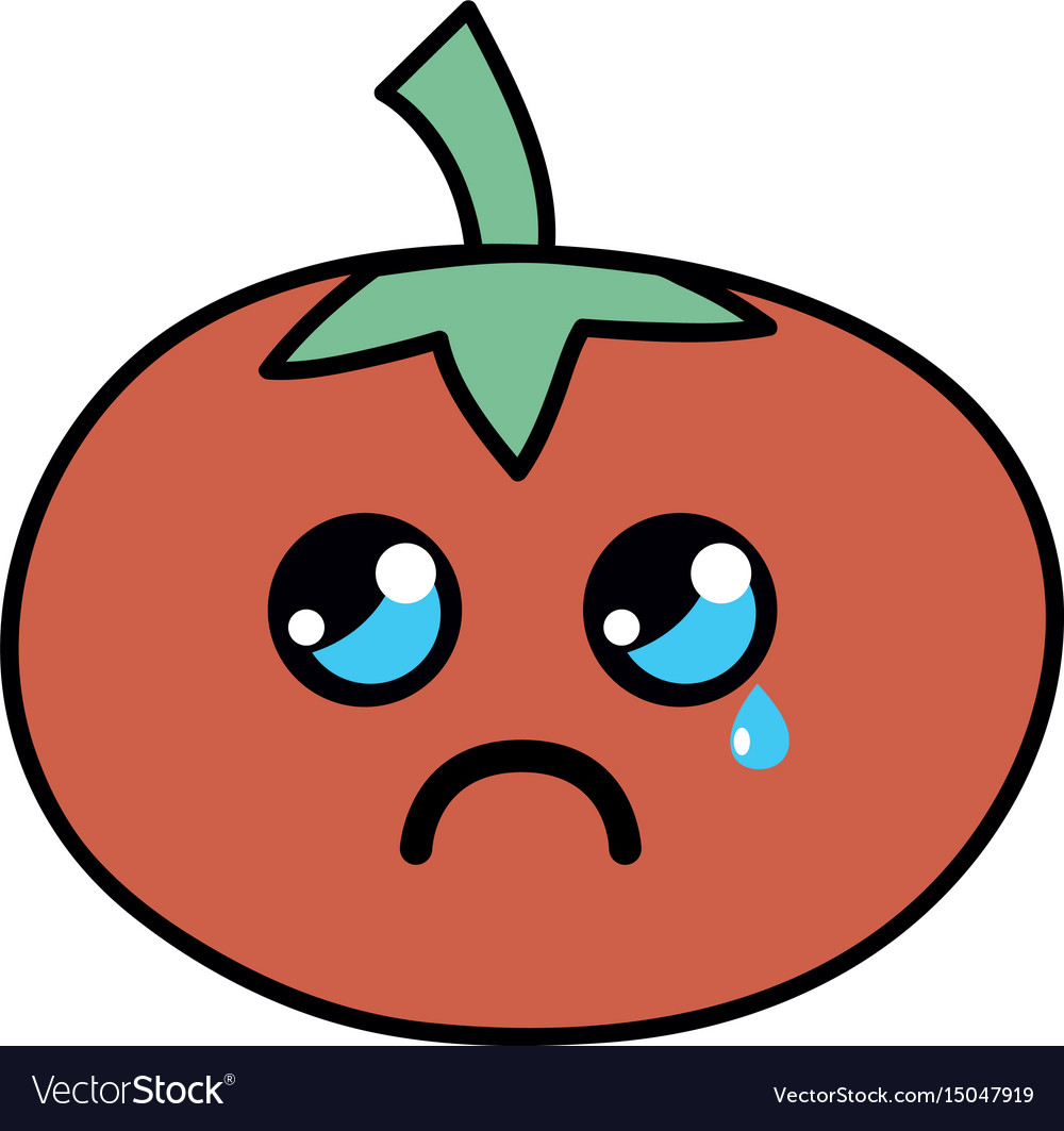 Kawaii cute crying tomato vegetable Royalty Free Vector