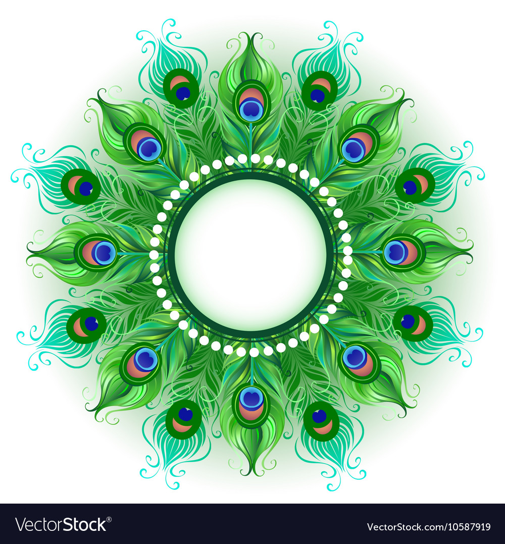 Download Mandala of Green Peacock Feathers Royalty Free Vector Image