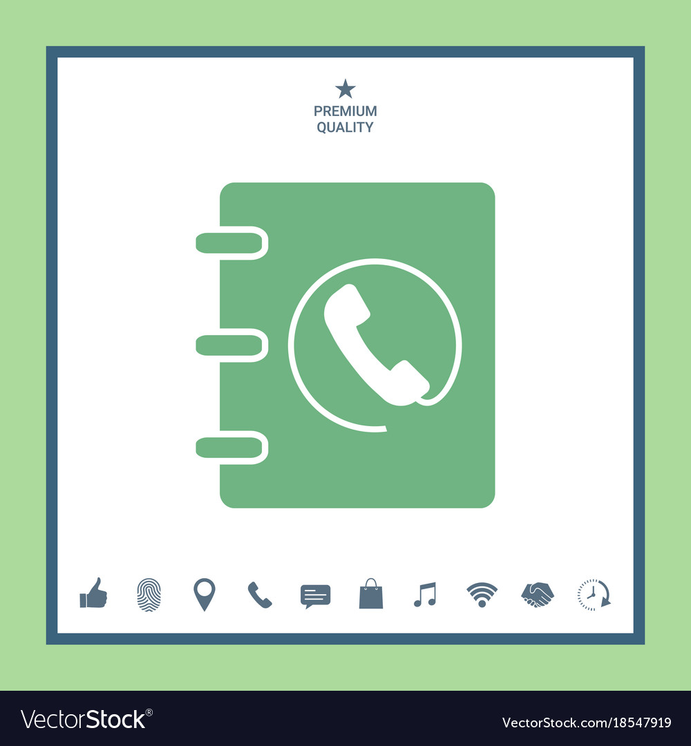 Notebook address phone book icon with handset