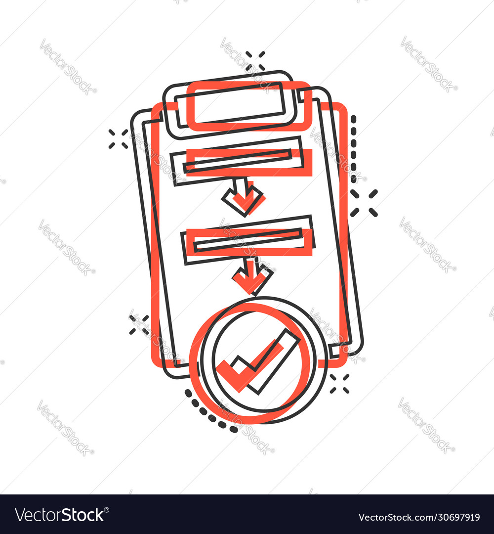 Procedure list icon in comic style document vector image Procedure list icon in comic style document