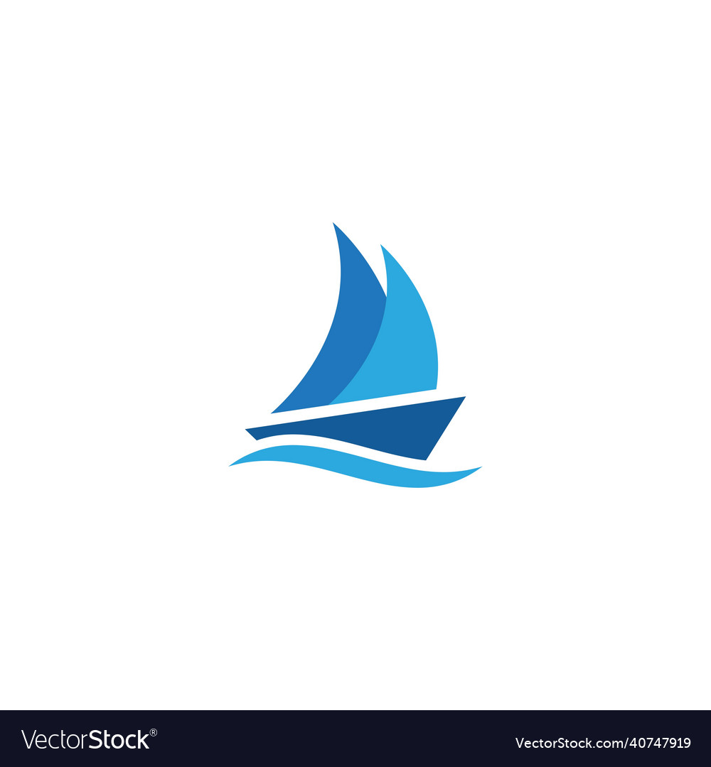 Sailing blue boat logo icon abstract design