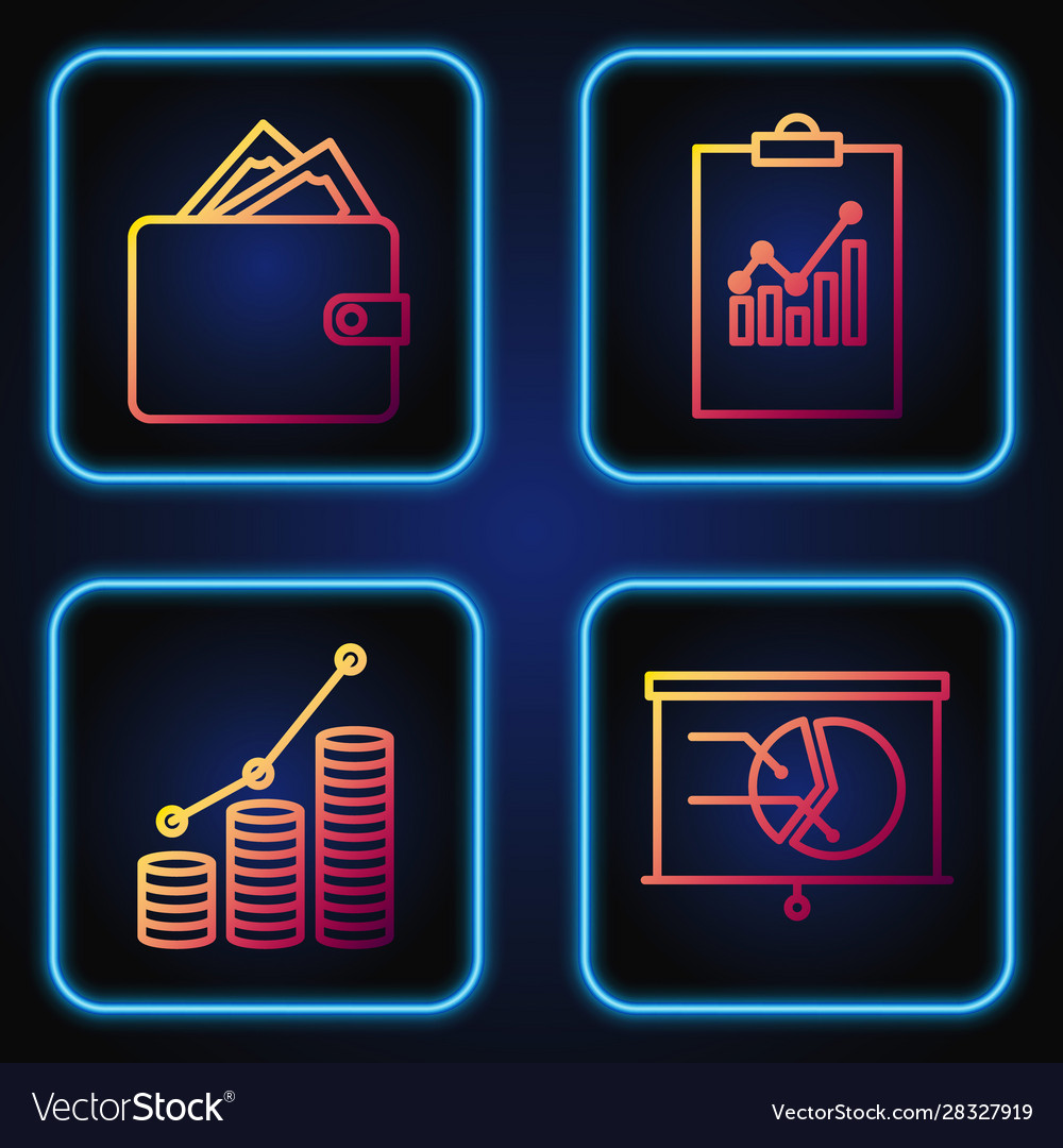 Set line board with graph chart pie vector image Set line board with graph chart pie
