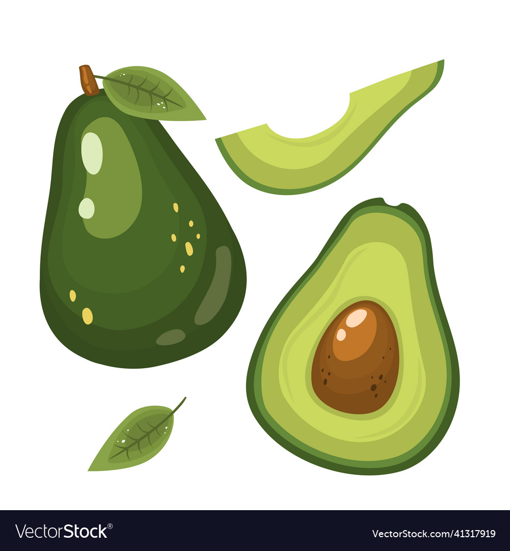 Set aus frischem Ganzschnitt geschnitten und Avocado