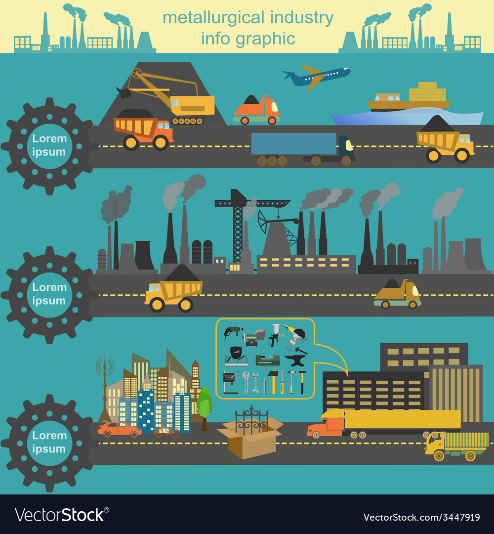 Set of metallurgy icons metal working tools steel Vector Image