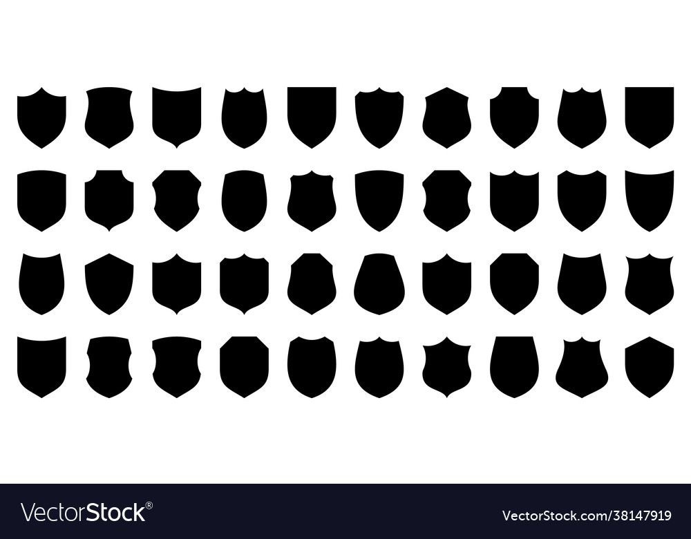 Set various vintage shield icons black vector image Set various vintage shield icons black