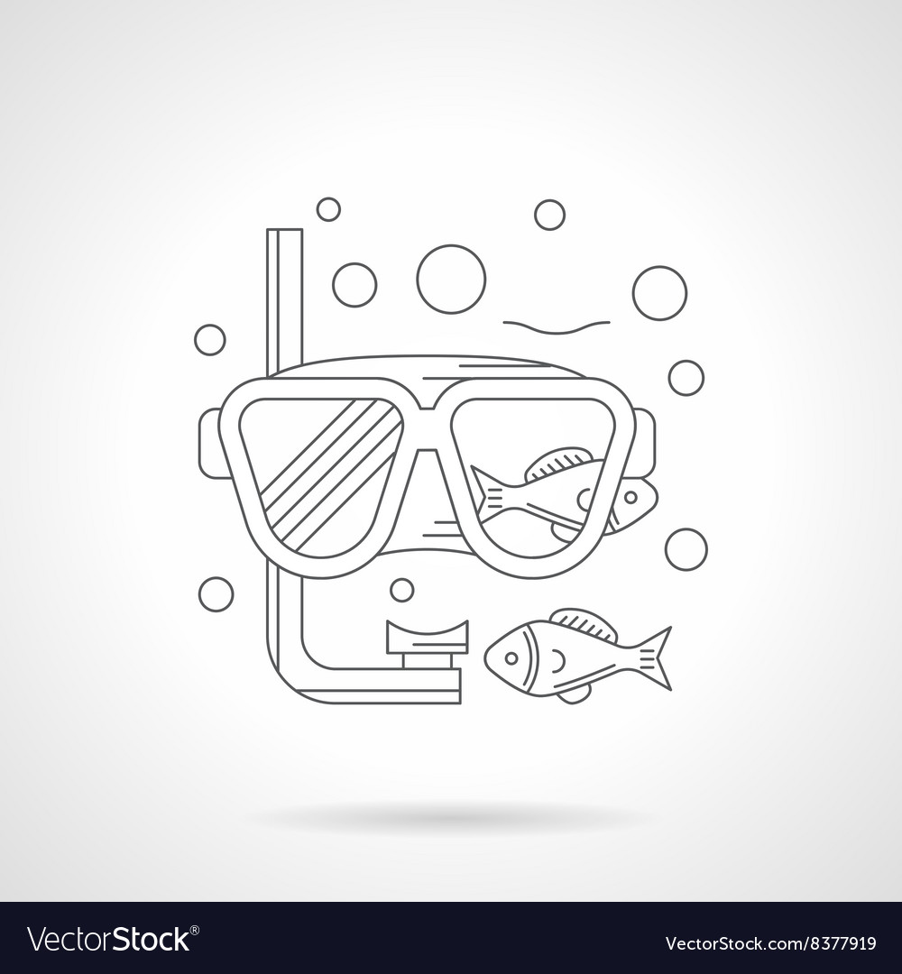 Snorkeling mask detailed line icon Royalty Free Vector Image