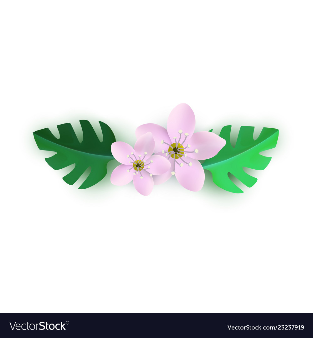 Spring pink flowers with leaves pattern