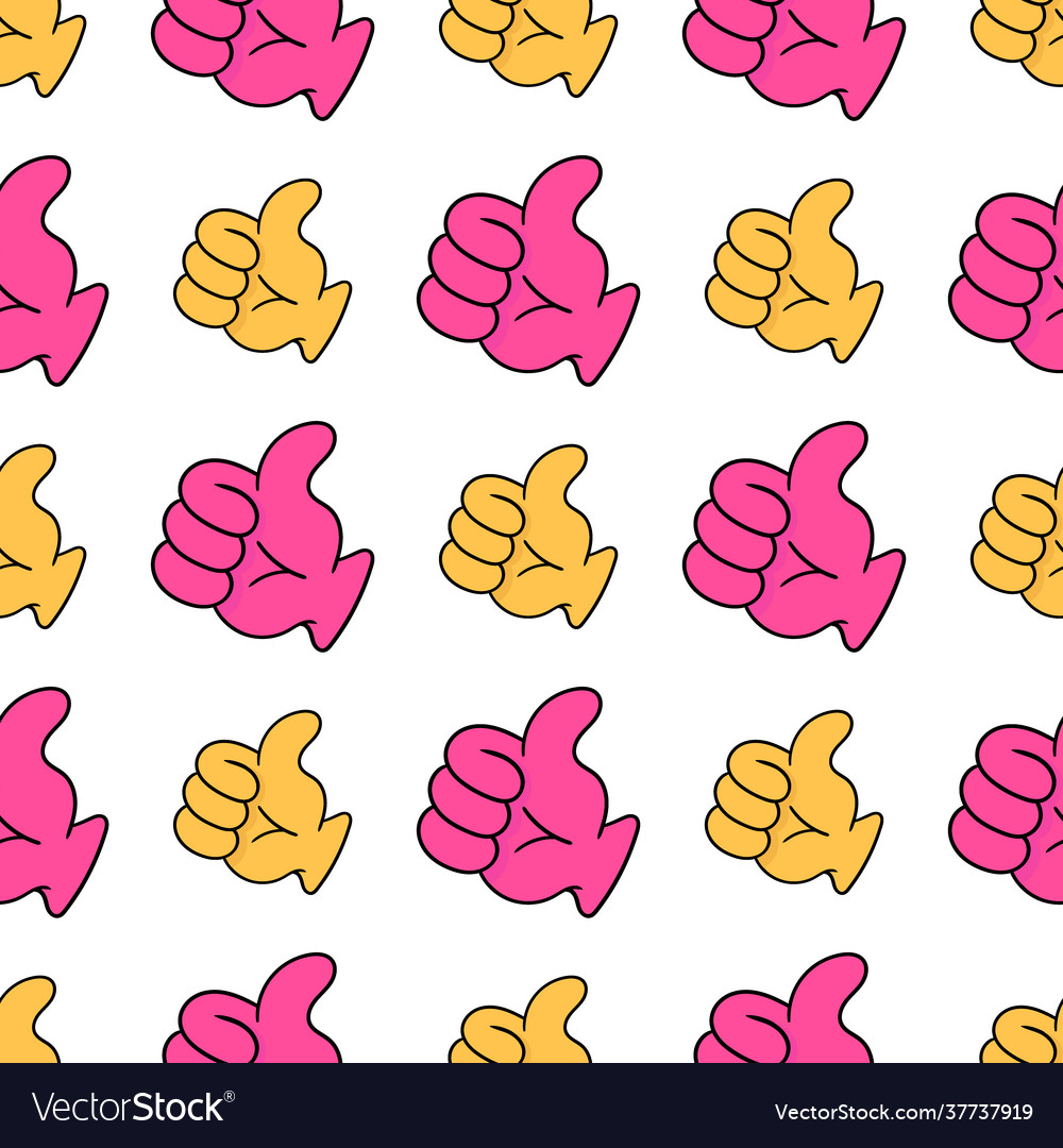 Thumb up seamless pattern textile print repeat