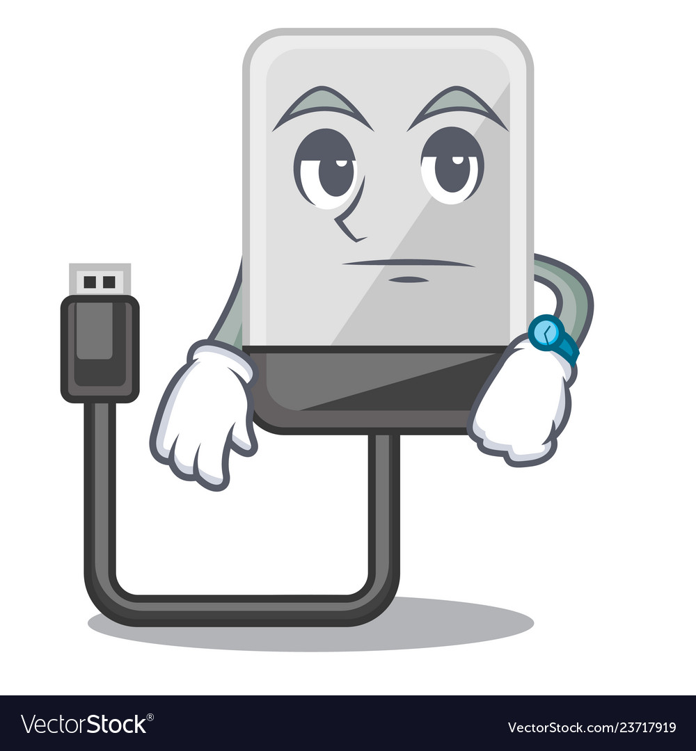 Waiting cartoon hard drive in the bag Royalty Free Vector Waiting cartoon hard drive in the bag Royalty Free Vector