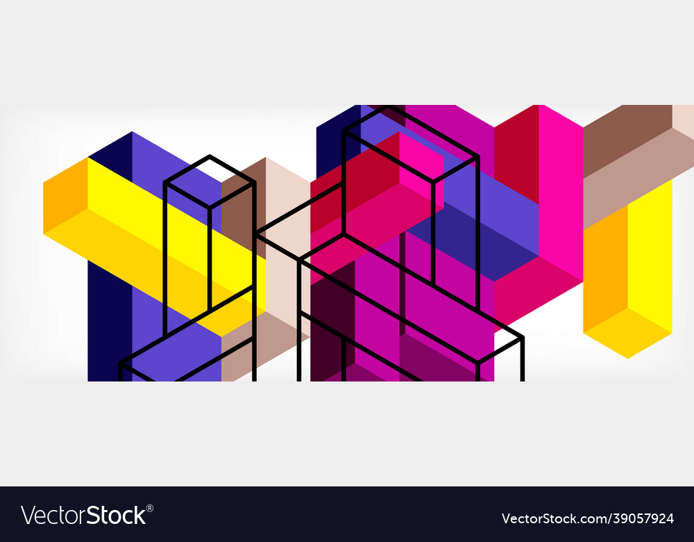 Abstract background 3d cubes cubic elements vector image Abstract background 3d cubes cubic elements