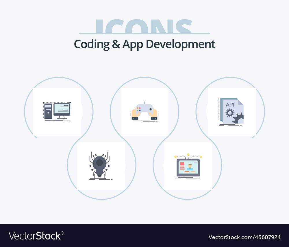 Coding and app development flat icon pack 5