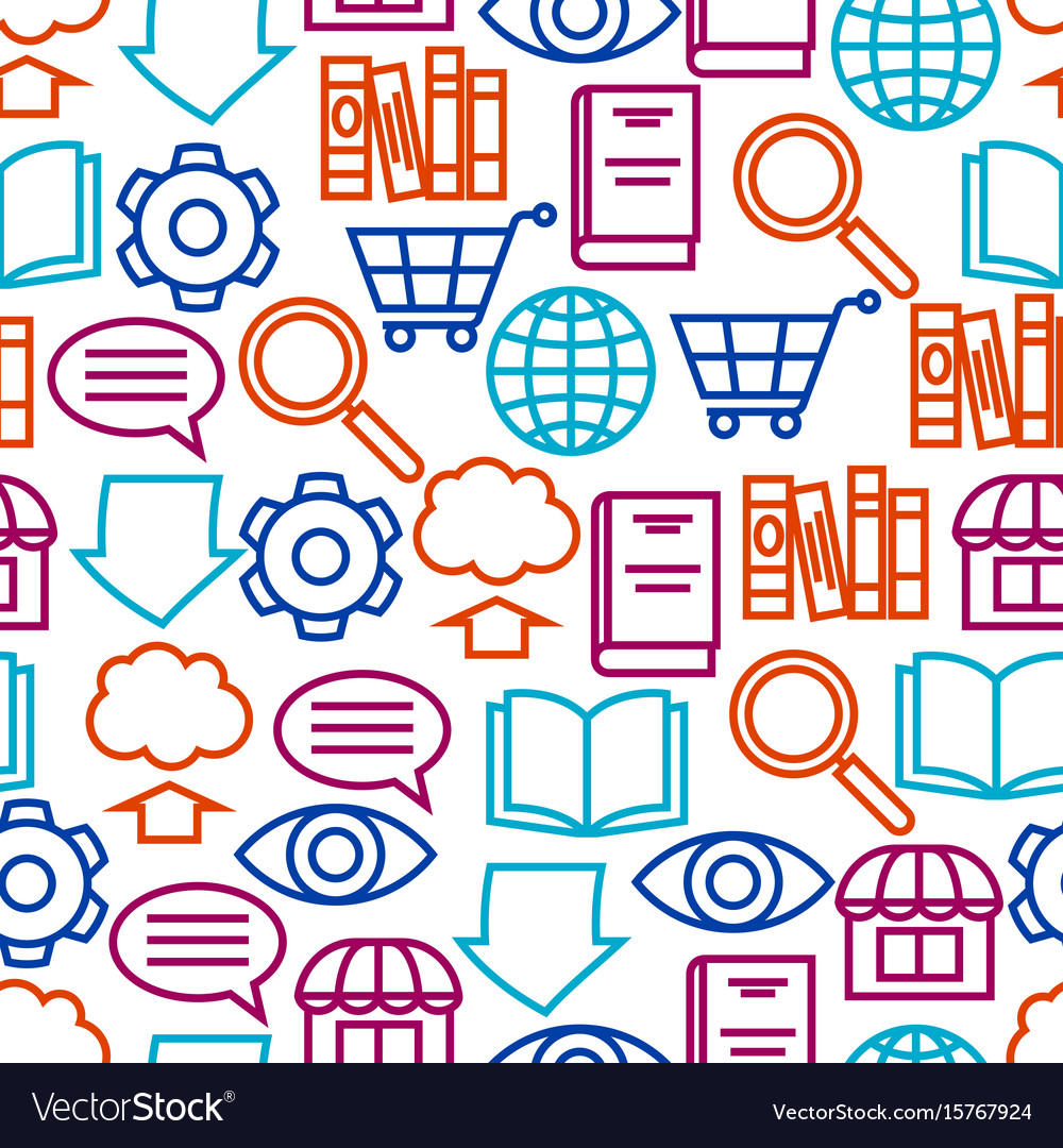 Digital library seamless pattern e-books reading