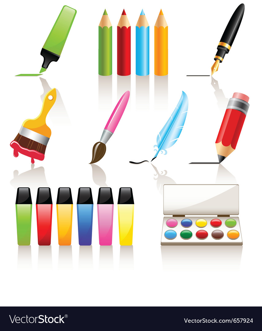 Download Drawing and painting tools Royalty Free Vector Image