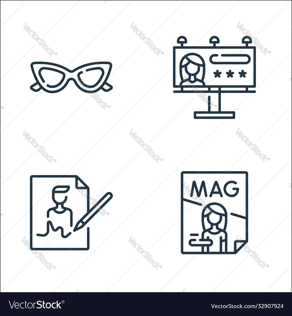 Fame line icons linear set quality Vector Image Fame line icons linear set quality