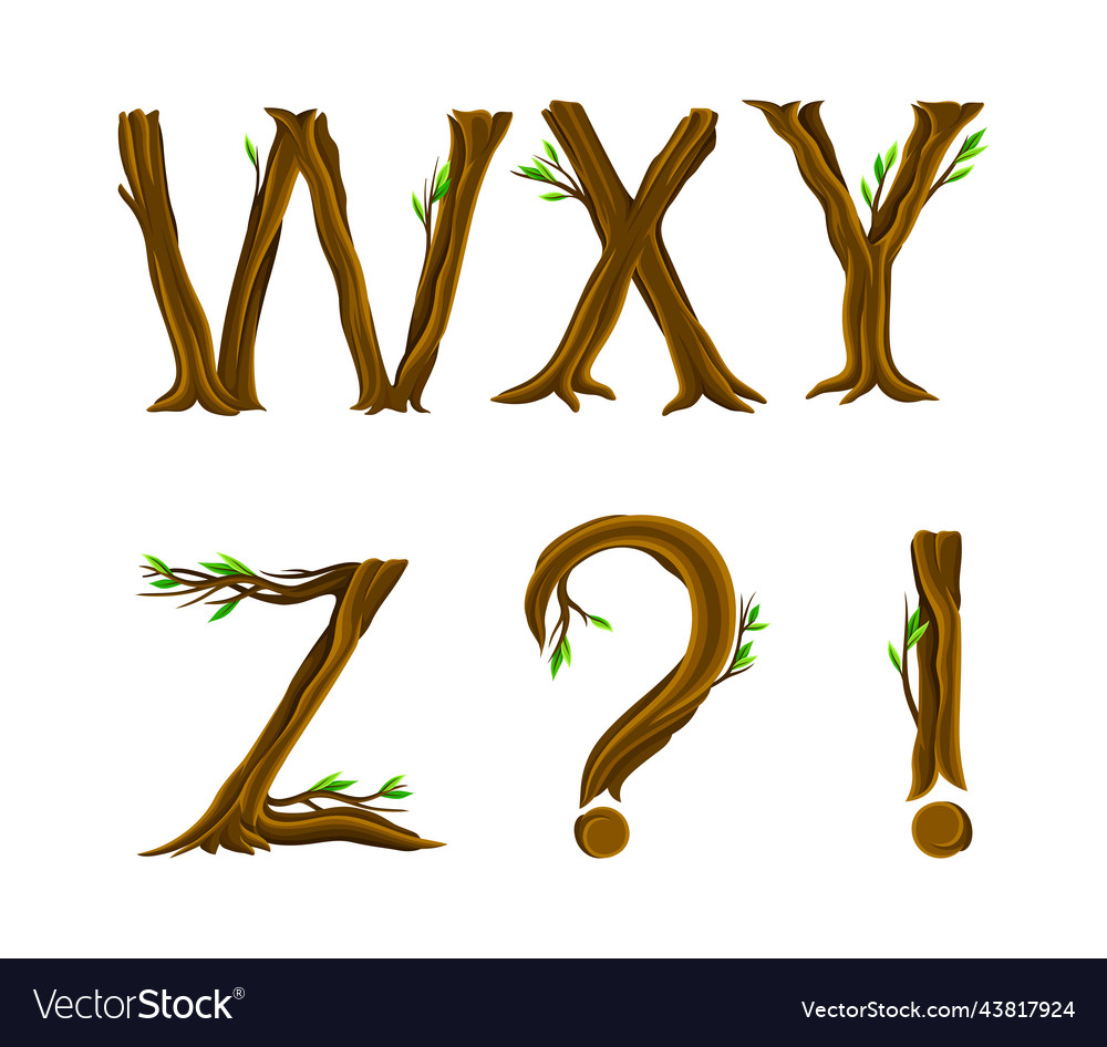 Forest alphabet and punctuation marks from tree vector image Forest alphabet and punctuation marks from tree