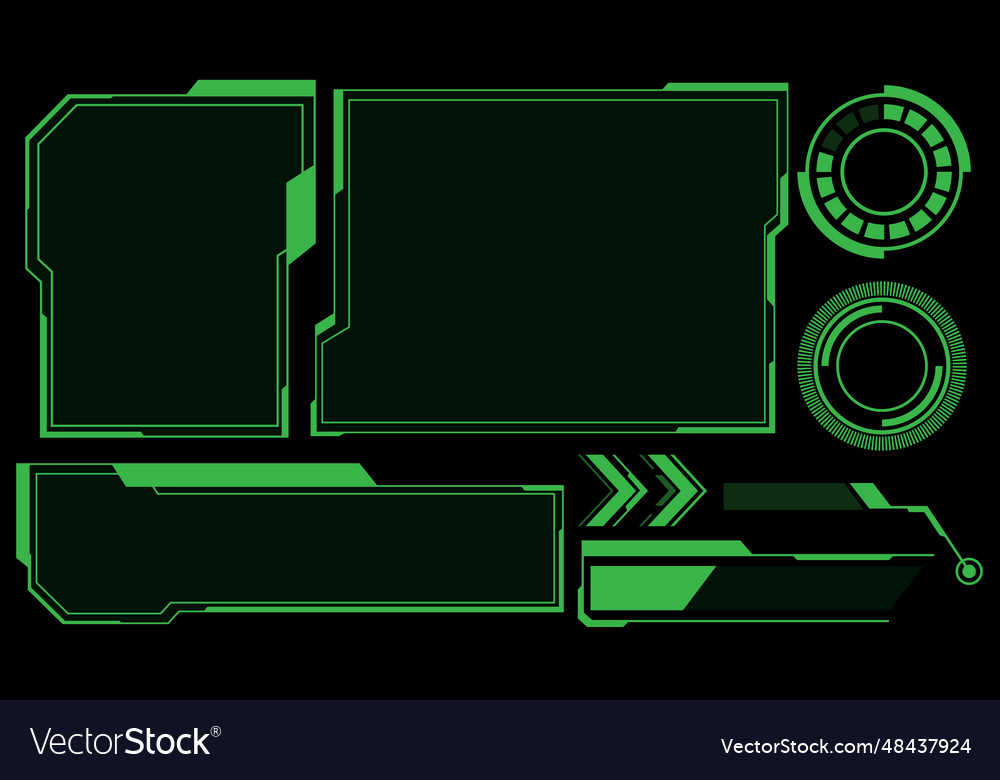 Hud frames green user interface elements design vector image Hud frames green user interface elements design