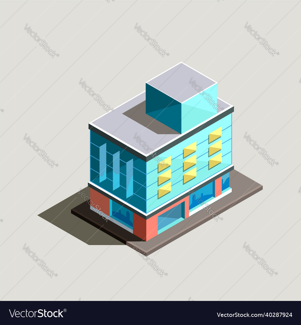 Isometric modern building Royalty Free Vector Image