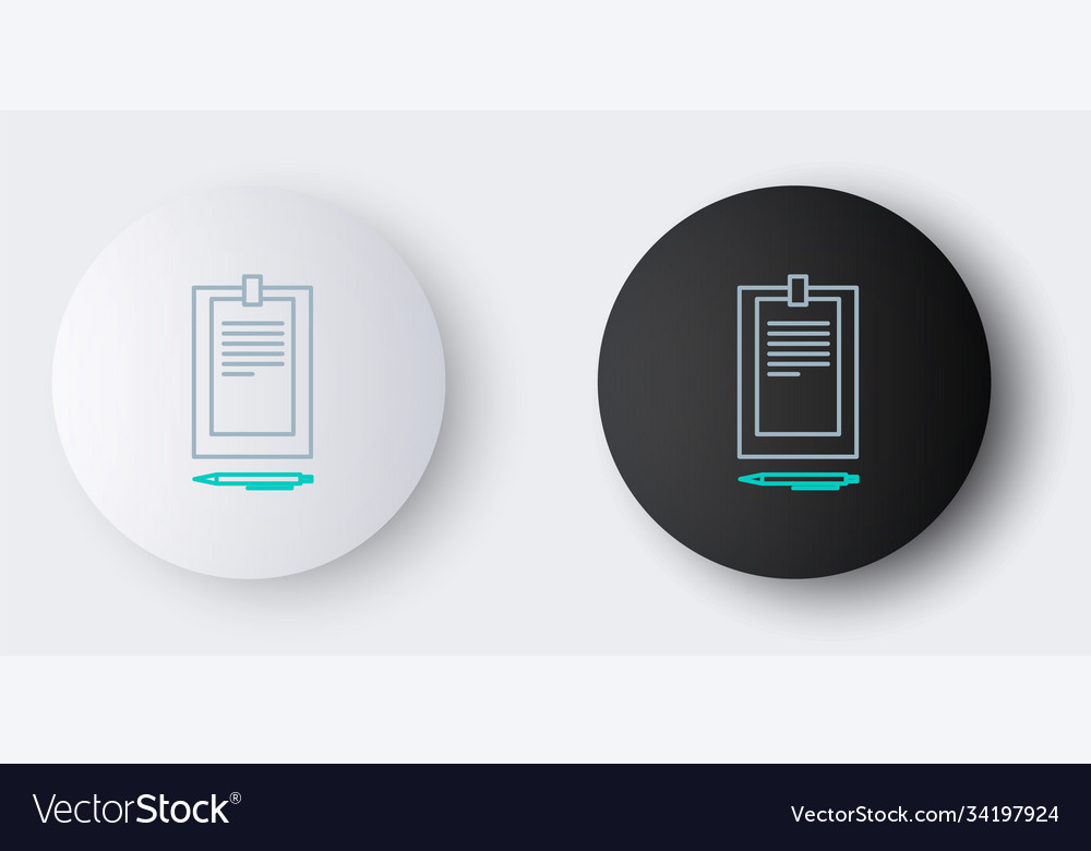 Line clipboard with document icon isolated on grey