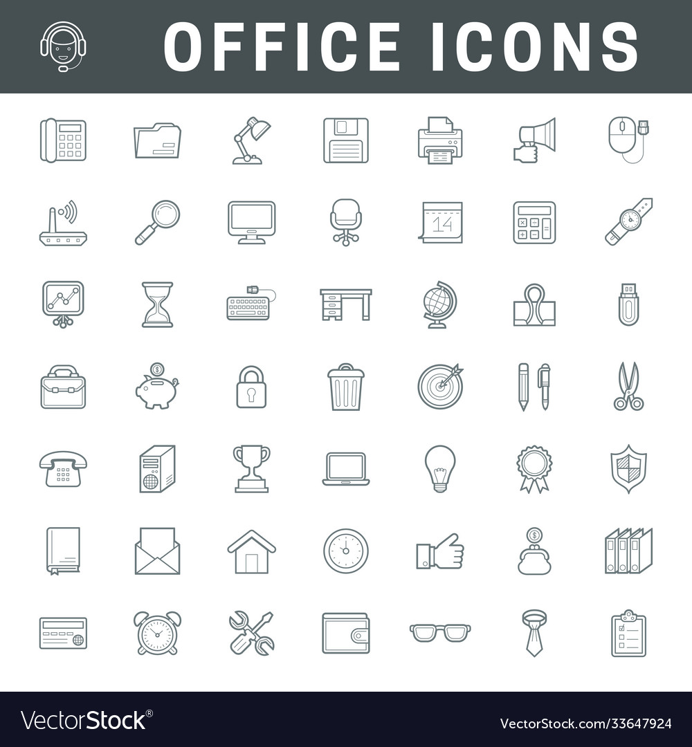 Liner office equipment icons