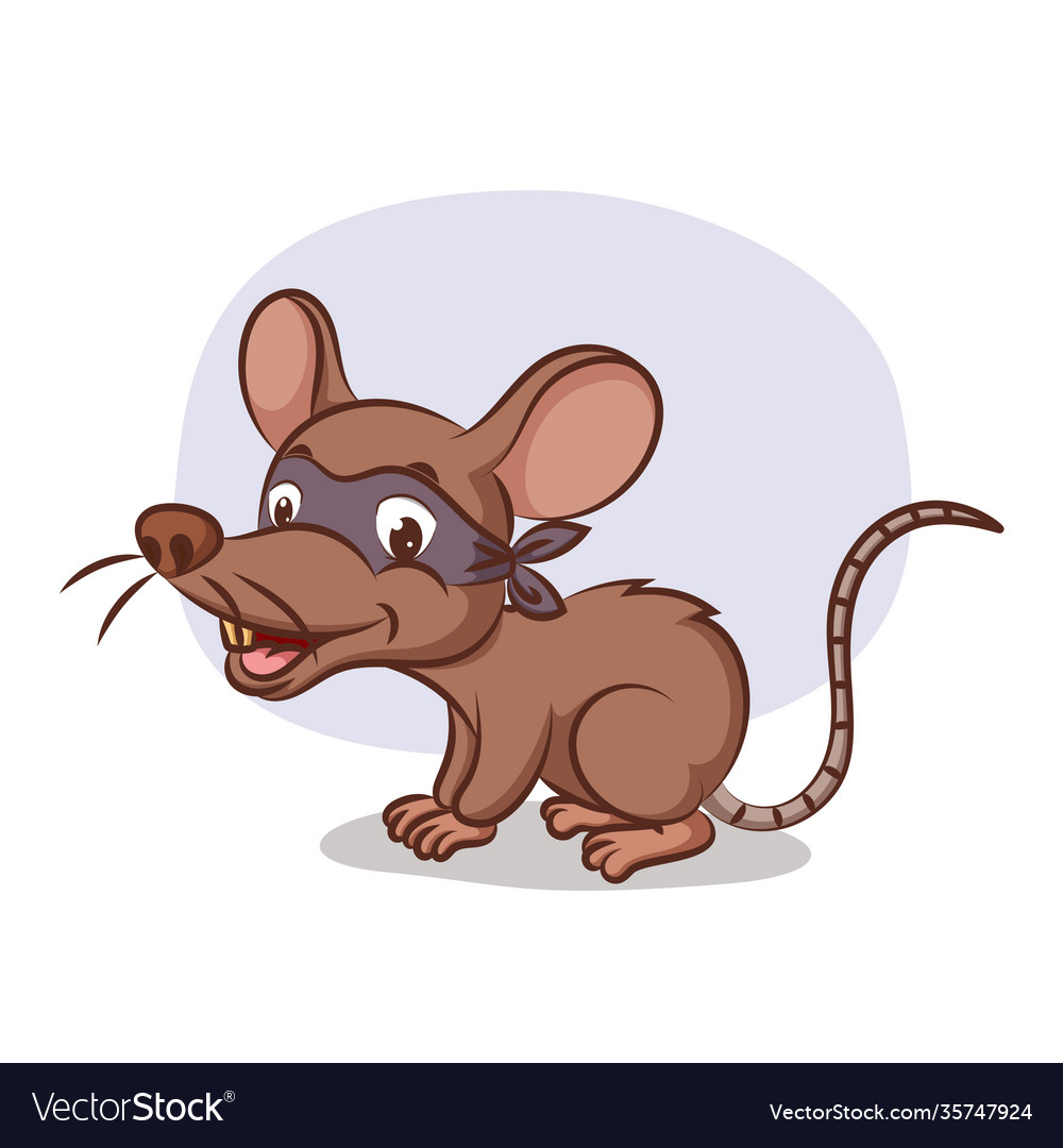 Little thief mouse is using black mask