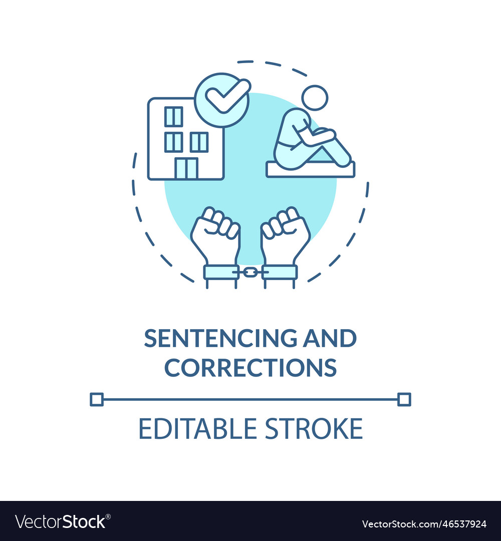 Sentencing and corrections blue concept icon