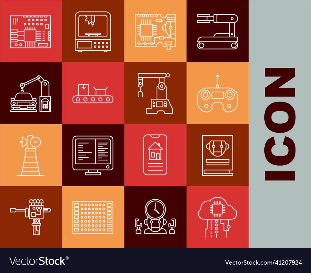 Set line internet of things user manual remote vector image Set line internet of things user manual remote