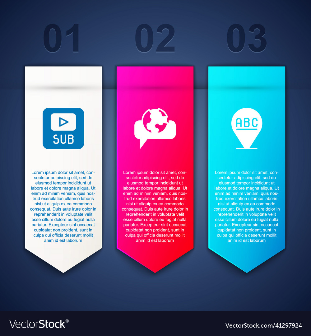 Set video with subtitles learning foreign Vector Image Set video with subtitles learning foreign