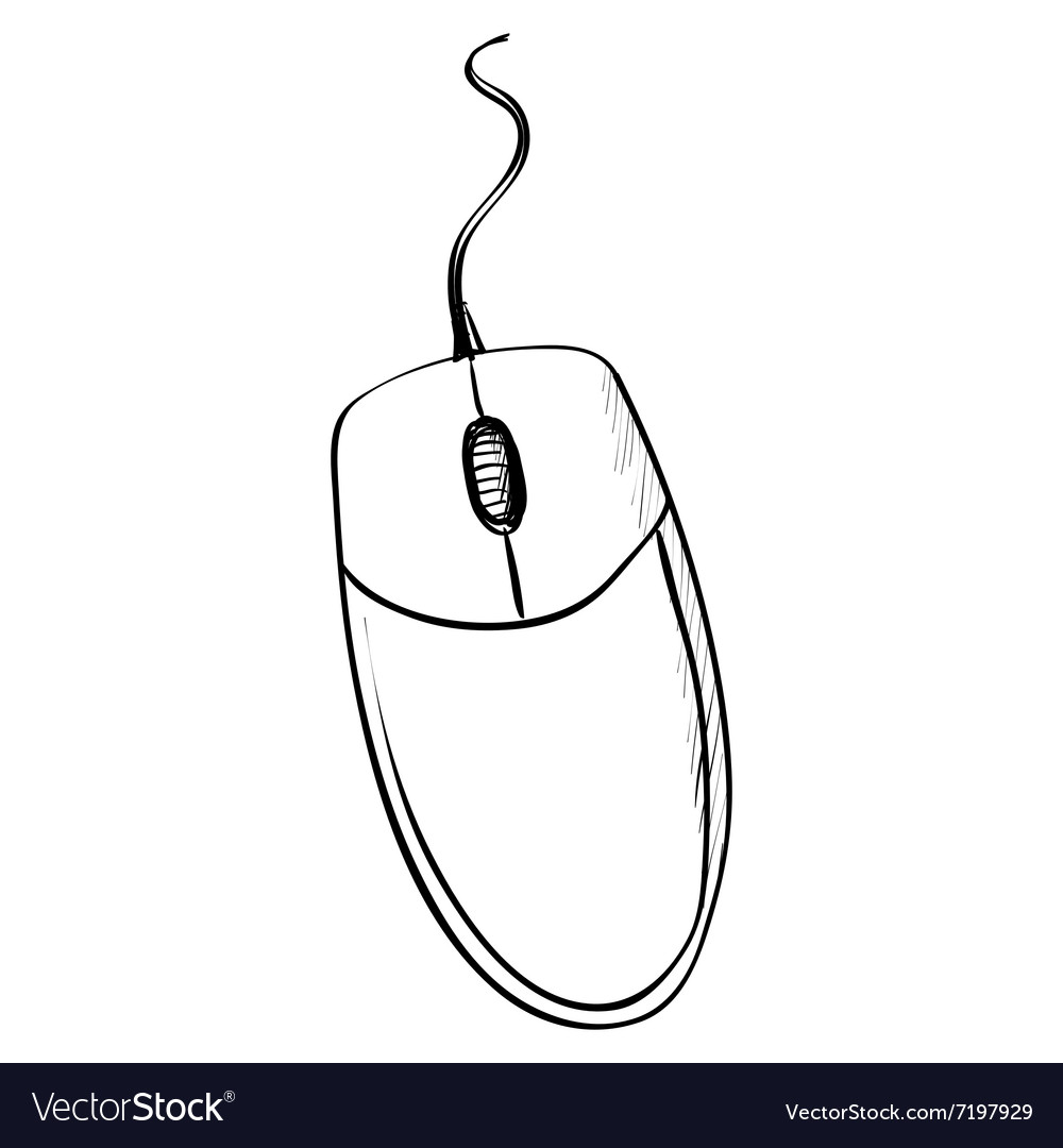 Computer mouse doodle style Royalty Free Vector Image