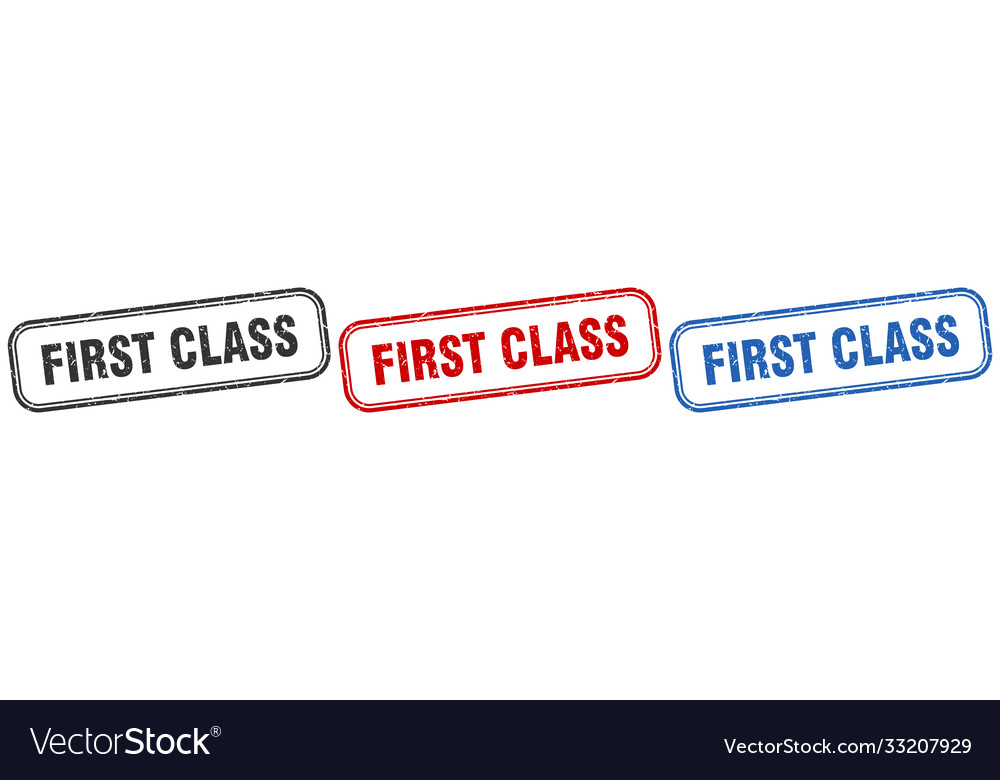 First class square isolated sign set
