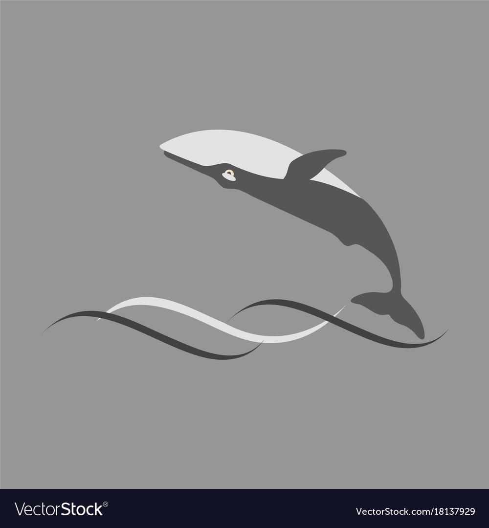 Flat icon on theme save whales jumping whale