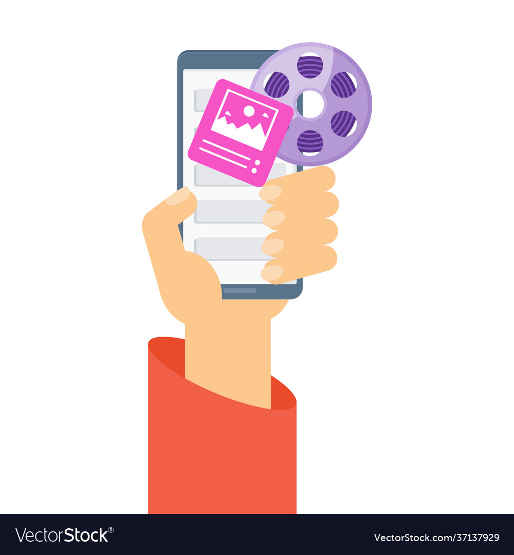 Function of a mobile app hand with phone Vector Image Function of a mobile app hand with phone