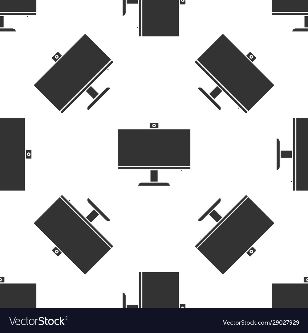 Grey computer monitor icon isolated seamless vector image Grey computer monitor icon isolated seamless