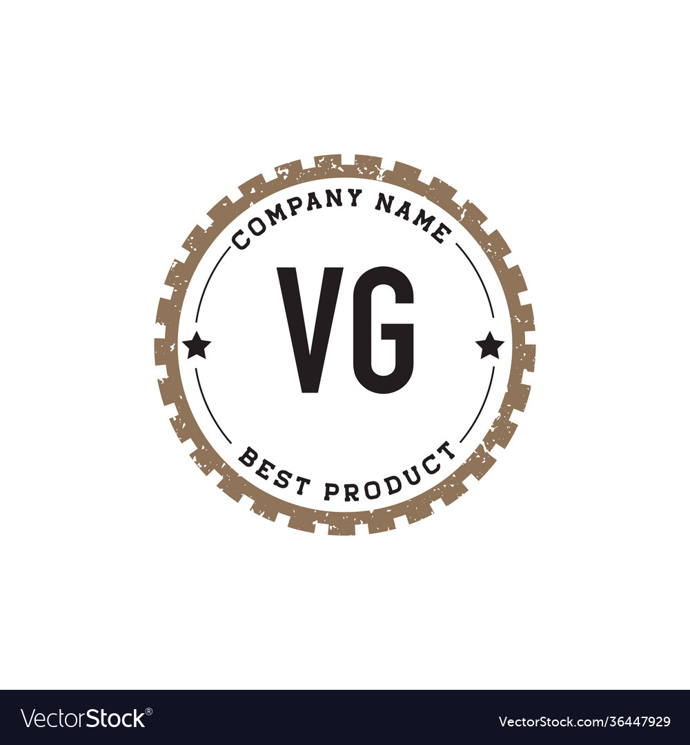 Initial Letter Vg Gear Vintage Logo Concept Vector Image