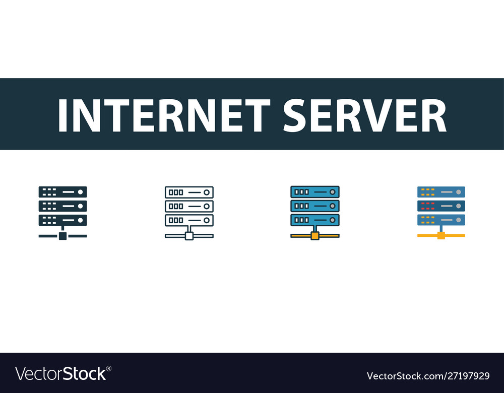 Internet server icon set four simple symbols vector image Internet server icon set four simple symbols