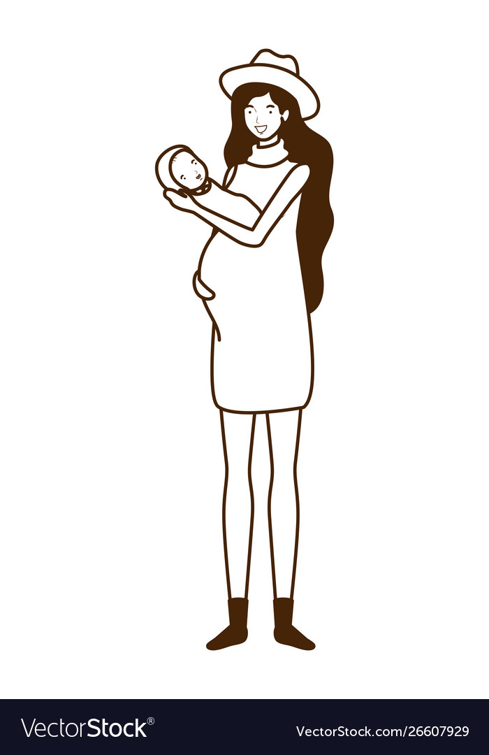 Isolated mother with baby design