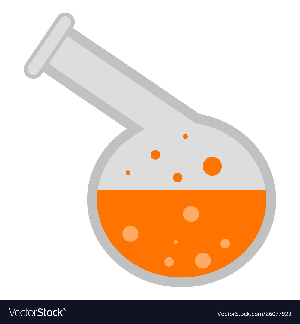 Isolated science lab flask with a liquid