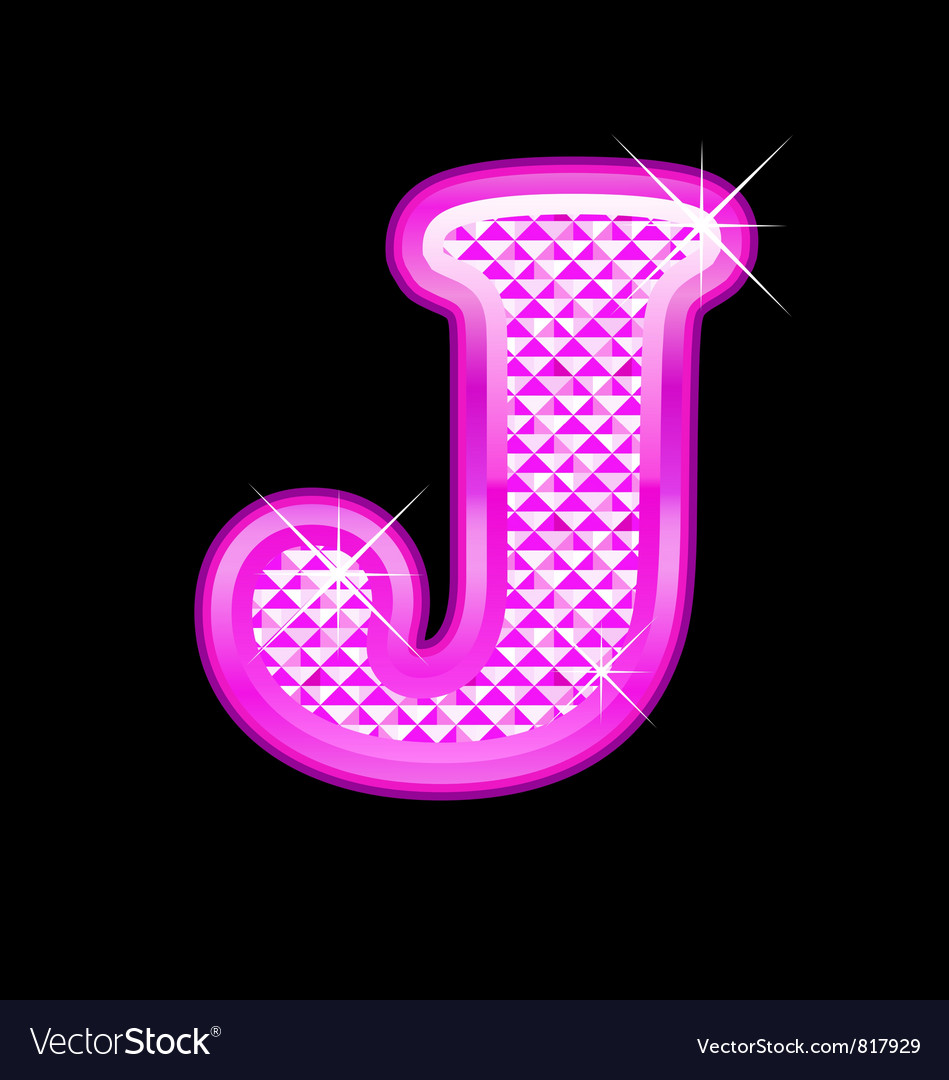 J letter pink bling girly Royalty Free Vector Image