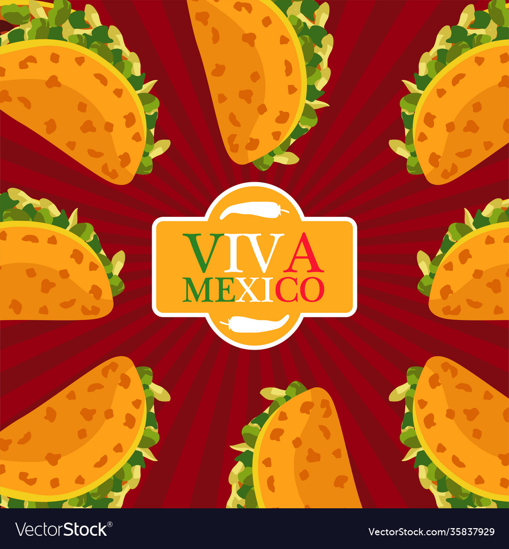 Mexican food restaurant poster with tacos around