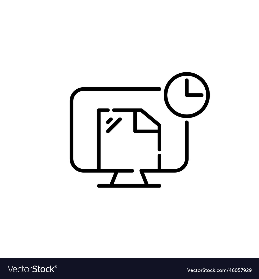 Monitor desktop pc with file and clock working