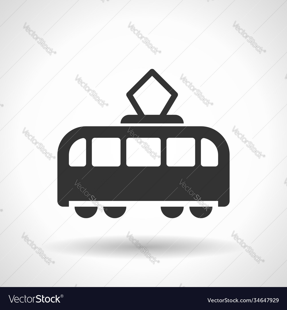 Monochromatic tram icon with hovering effect vector image Monochromatic tram icon with hovering effect