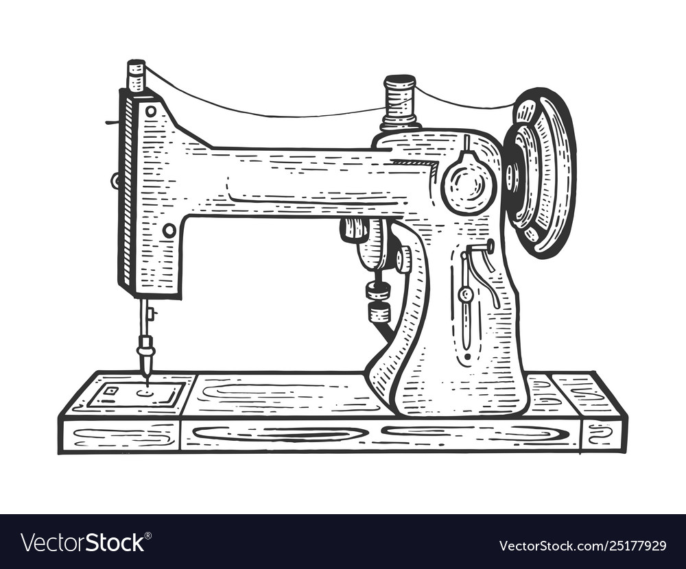 Monochrome hand drawn vintage sewing kit Vector Image