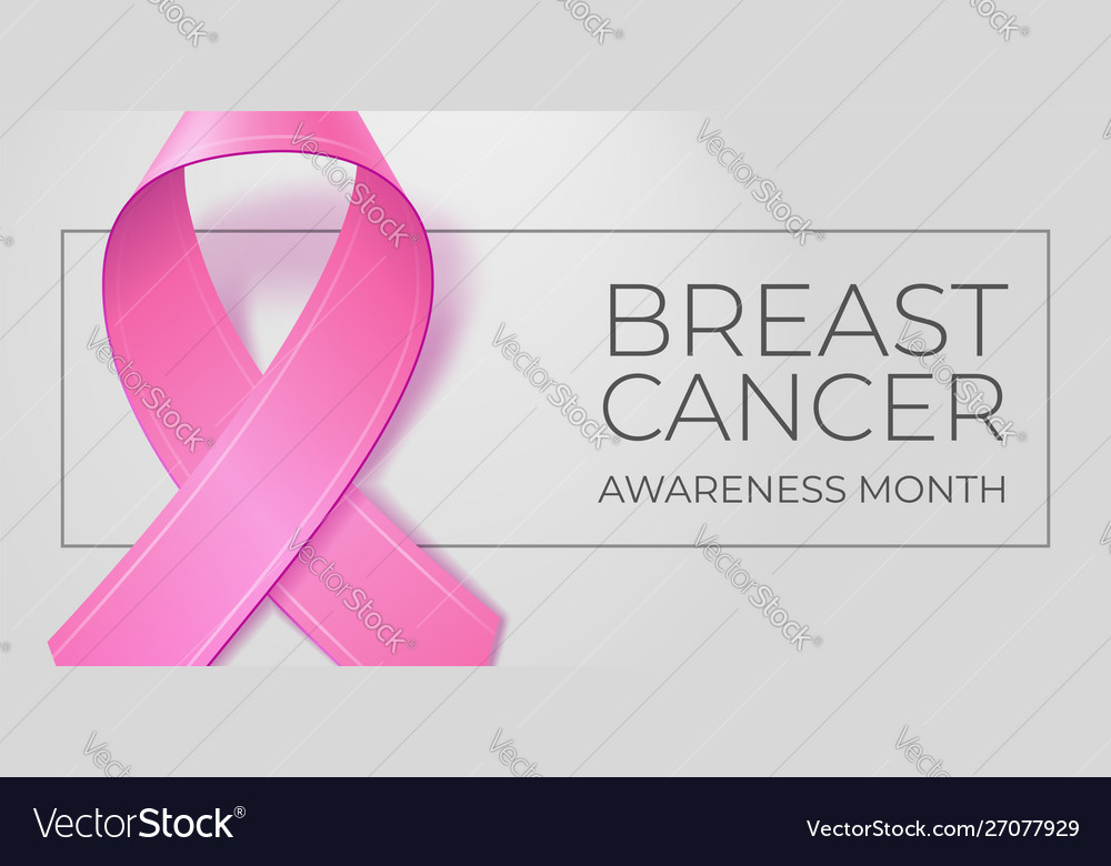 Pink ribbon on light gray background with copy Vector Image