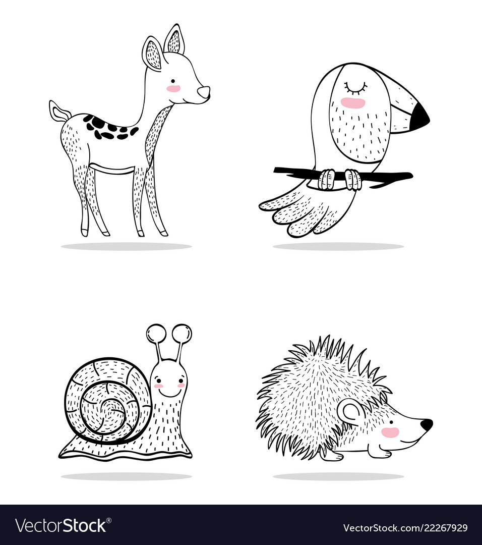 Set cute wild animals character