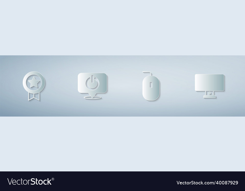 Spiel-Rating mit Medaille Power-Taste Computer einstellen vector image Spiel-Rating mit Medaille Power-Taste Computer einstellen